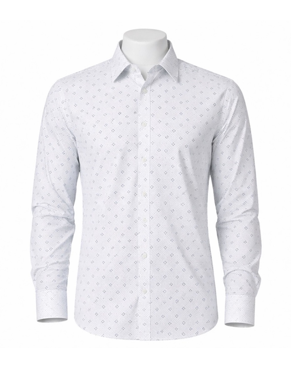 Size 19 Kenneth Cole Reaction Men’s‎ Slim Fit Button Up Shirt White Print BNWT